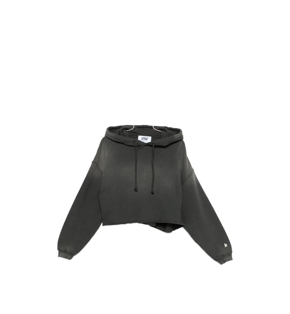 Star Cropped Hooded Hoodie in Charcoal Cotton (coton anthracite)