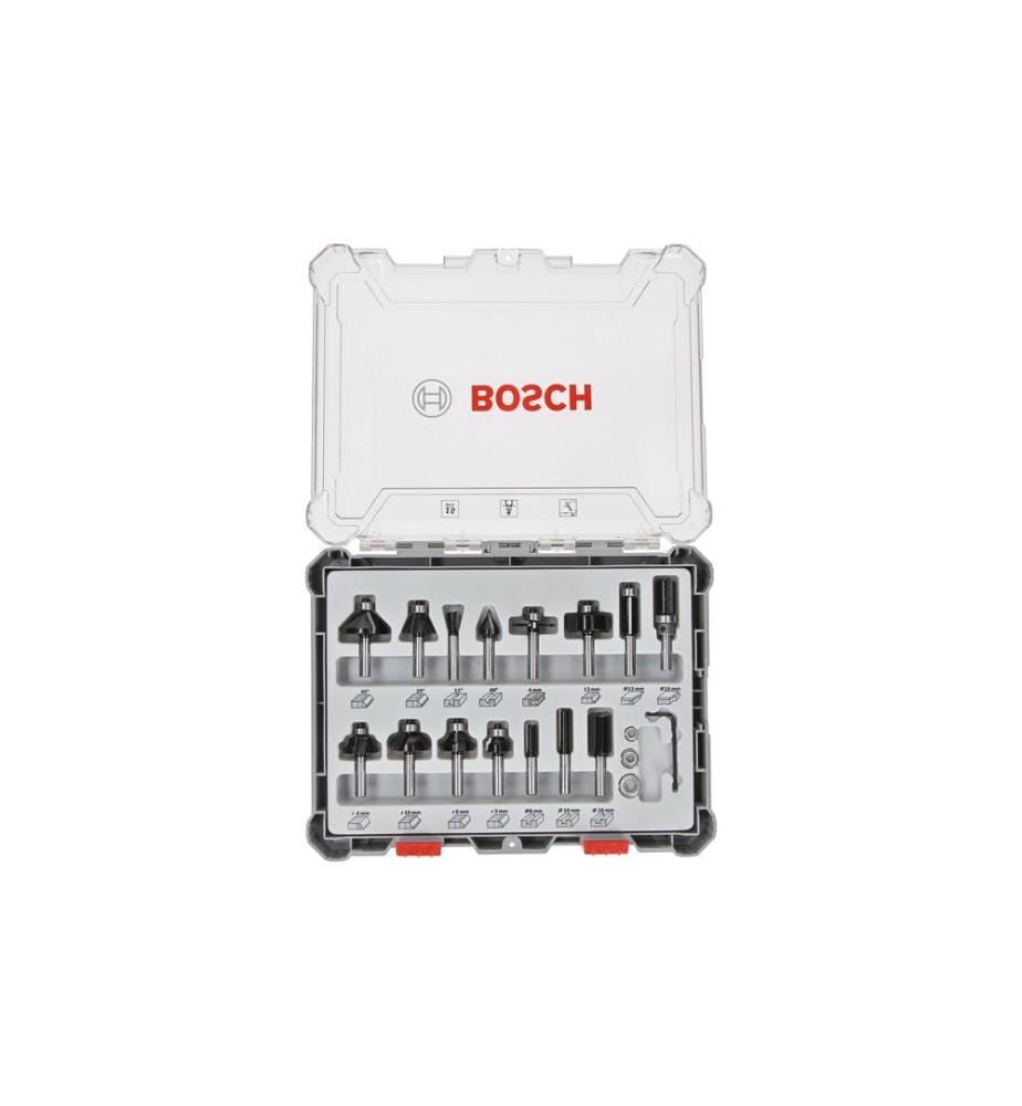 BOSCH - Professional Kits de fraise Tige de 6 mm, 15 pièces