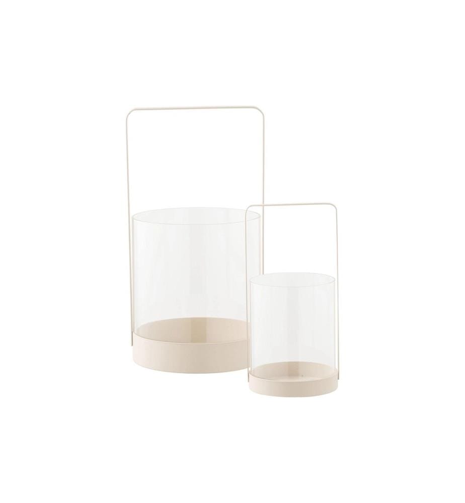 House Nordic - Photophore Hurricane, verre/métal, beige