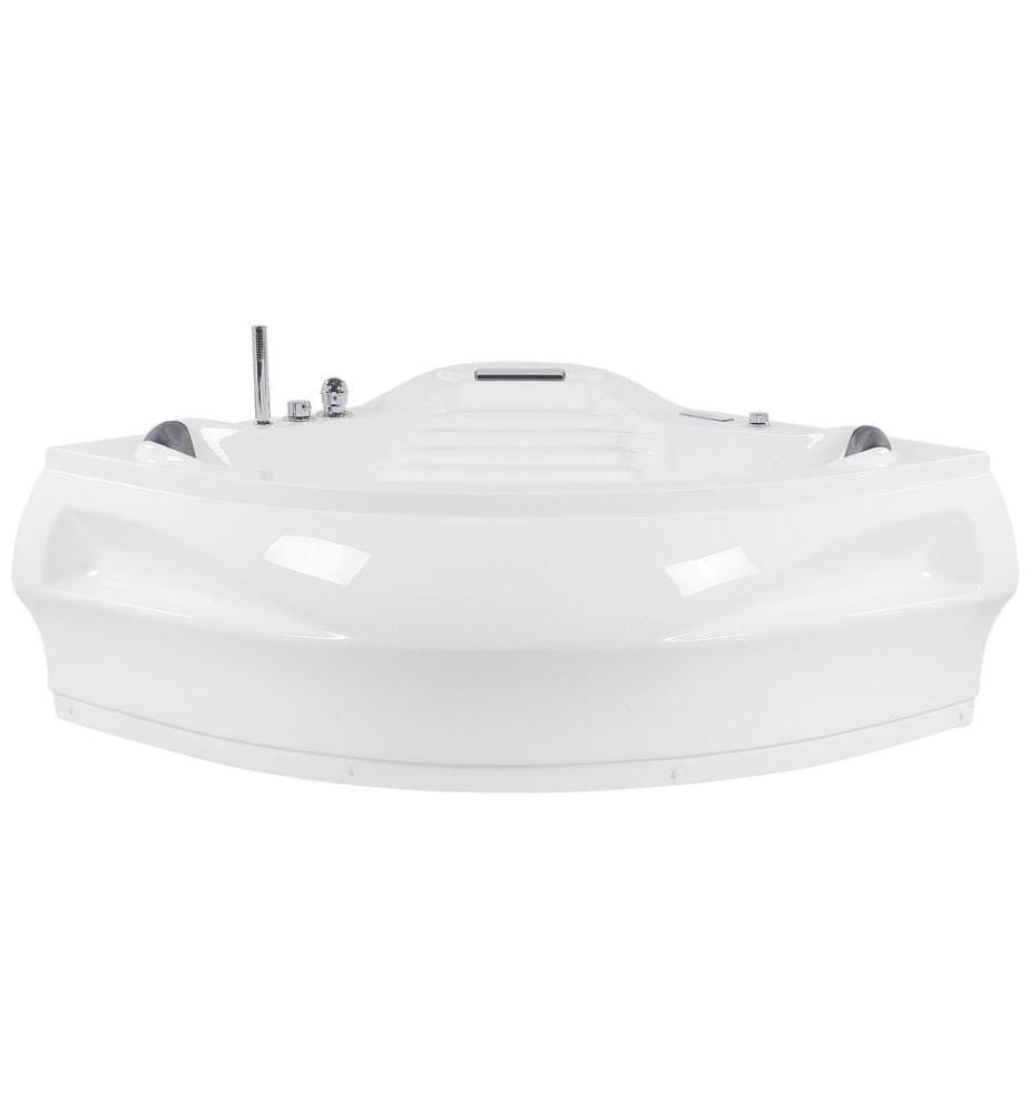 Baignoire d'angle à remous avec LED MONACO Avec haut-parleur Bluetooth intégré 210 x 145 cm Blanc