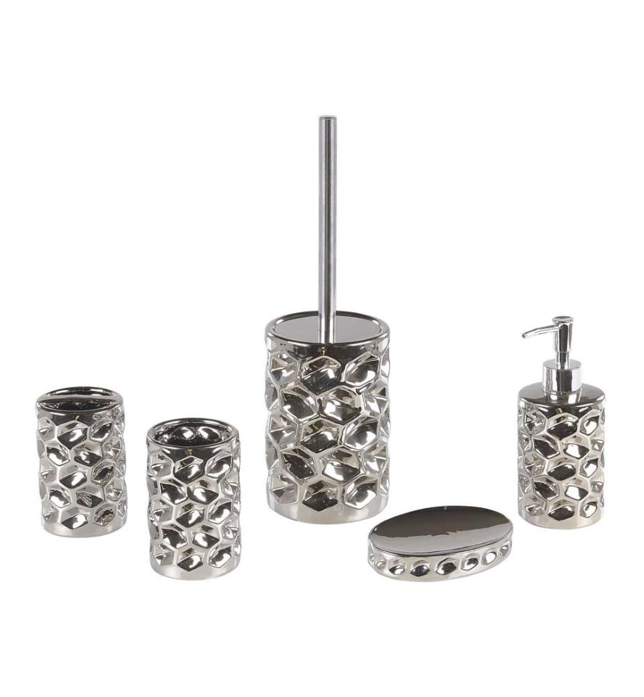 Set de 5 accessoires de salle de bain TIRUA Céramique Argenté
