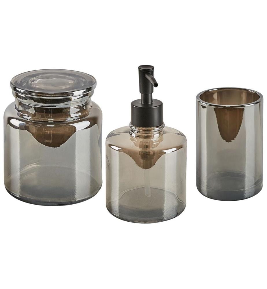 Set de 3 accessoires de salle de bain MANAGUA Verre Gris