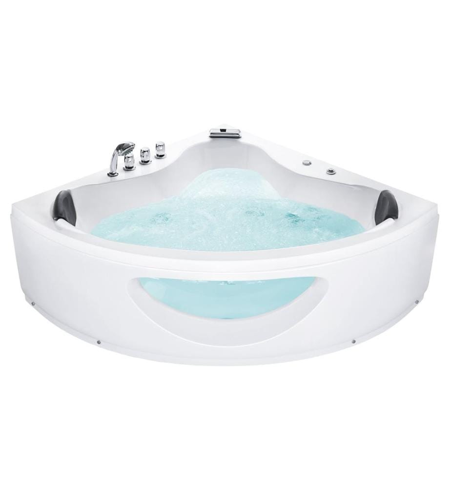 Baignoire d'angle à remous avec LED TOCOA 190 x 138 cm Blanc