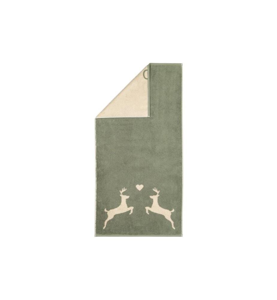 CAWÖ - Serviette Alpenchic Edition Hirsch 50 x 100 cm, Beige/Vert