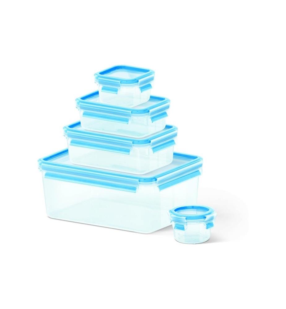 EMSA - Récipients à provisions Clip & Close Eco 5 pièces, Bleu/Transparent