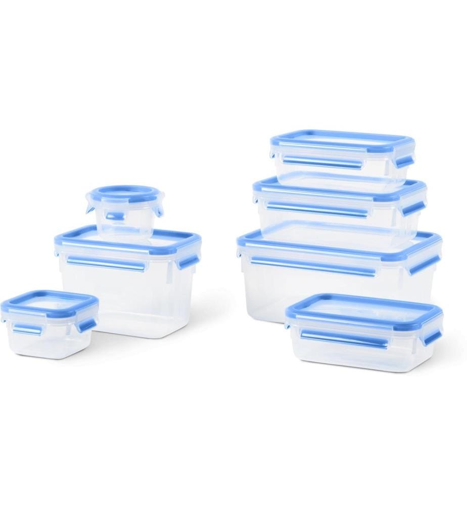 EMSA - Récipients à provisions Clip & Close Eco 7 pièces, Bleu/Transparent