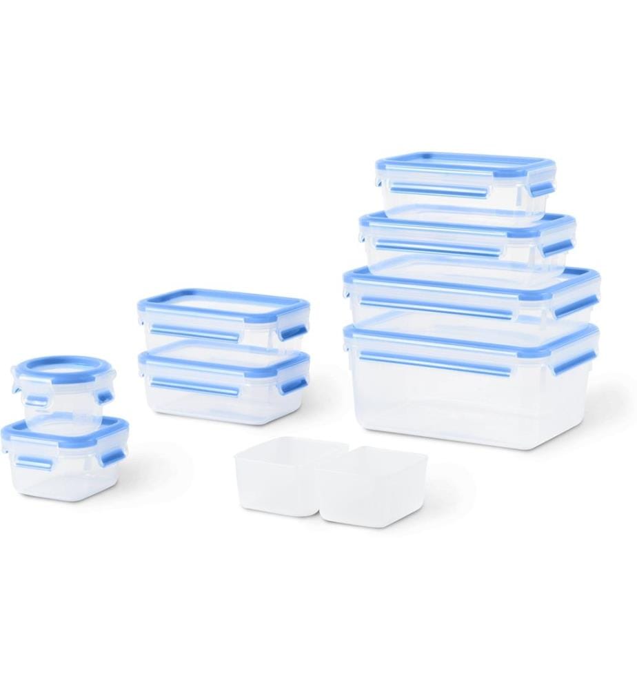EMSA - Récipients à provisions Clip & Close Eco 9 pièces, Bleu/Transparent