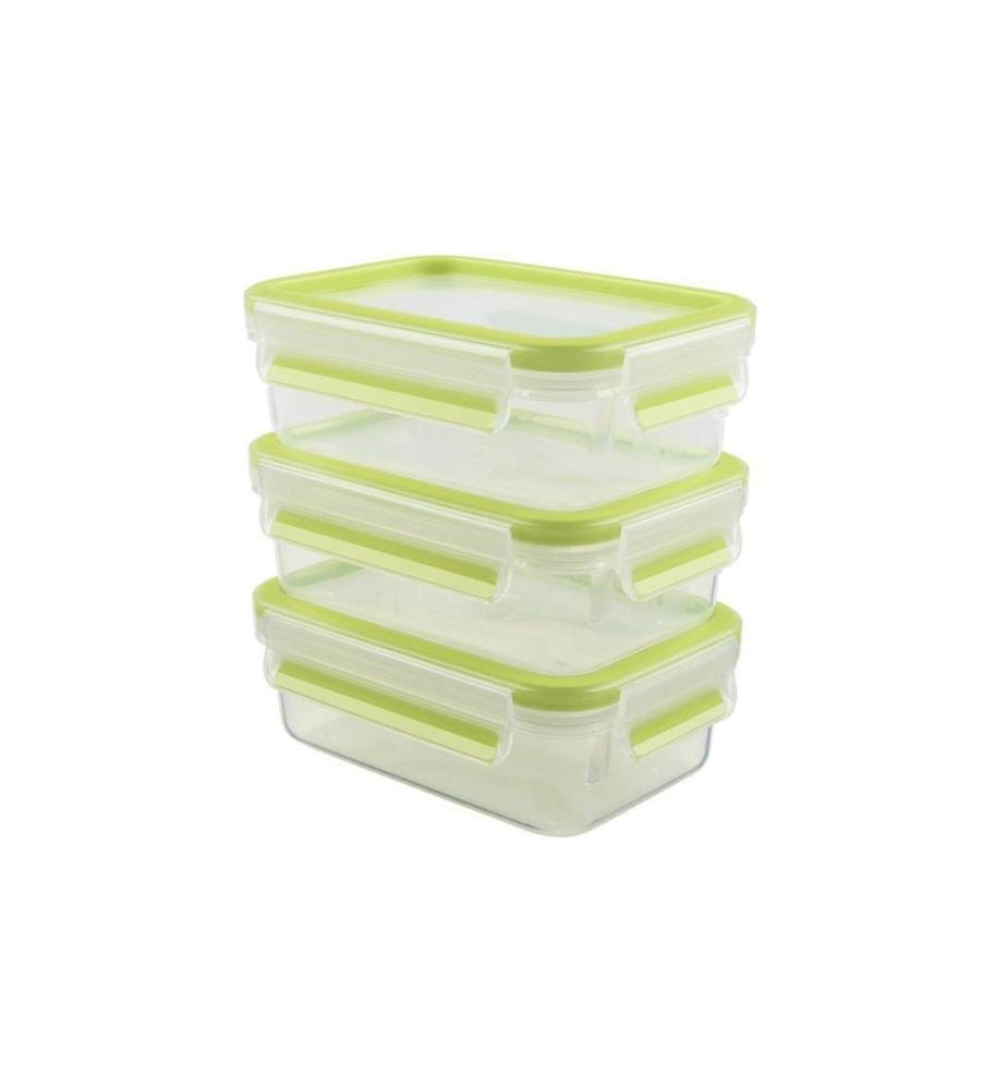 EMSA - Récipients à provisions 3 pièces, 0.55 l, Transparent/Vert