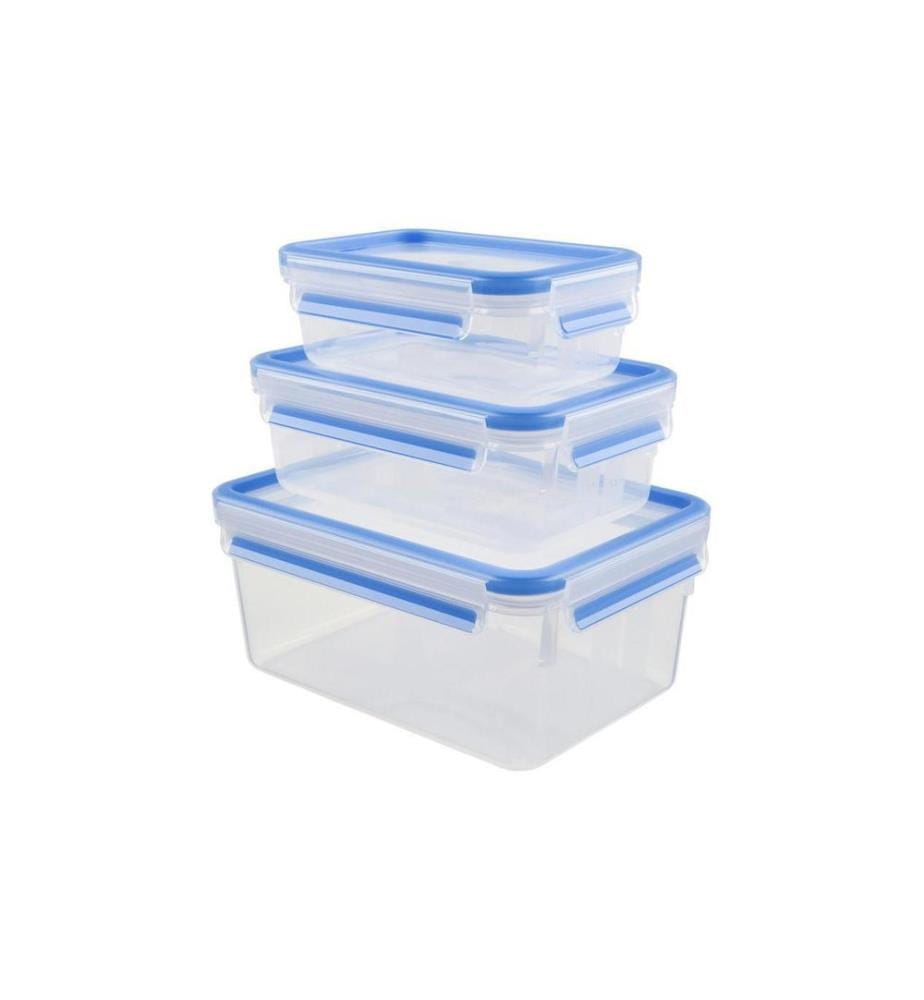 EMSA - Récipients à provisions 3 pièces, 3.85 l, Bleu/Transparent