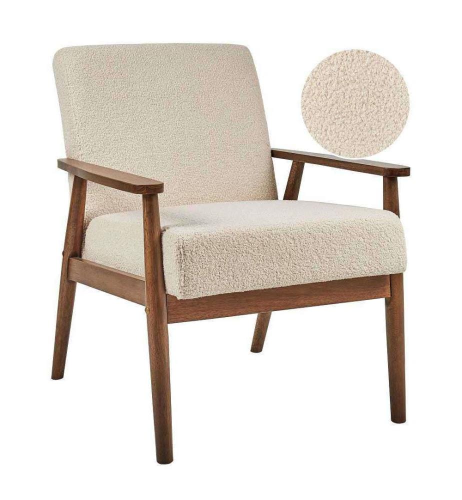Fauteuil ESRUM Bouclé Marron foncé/beige