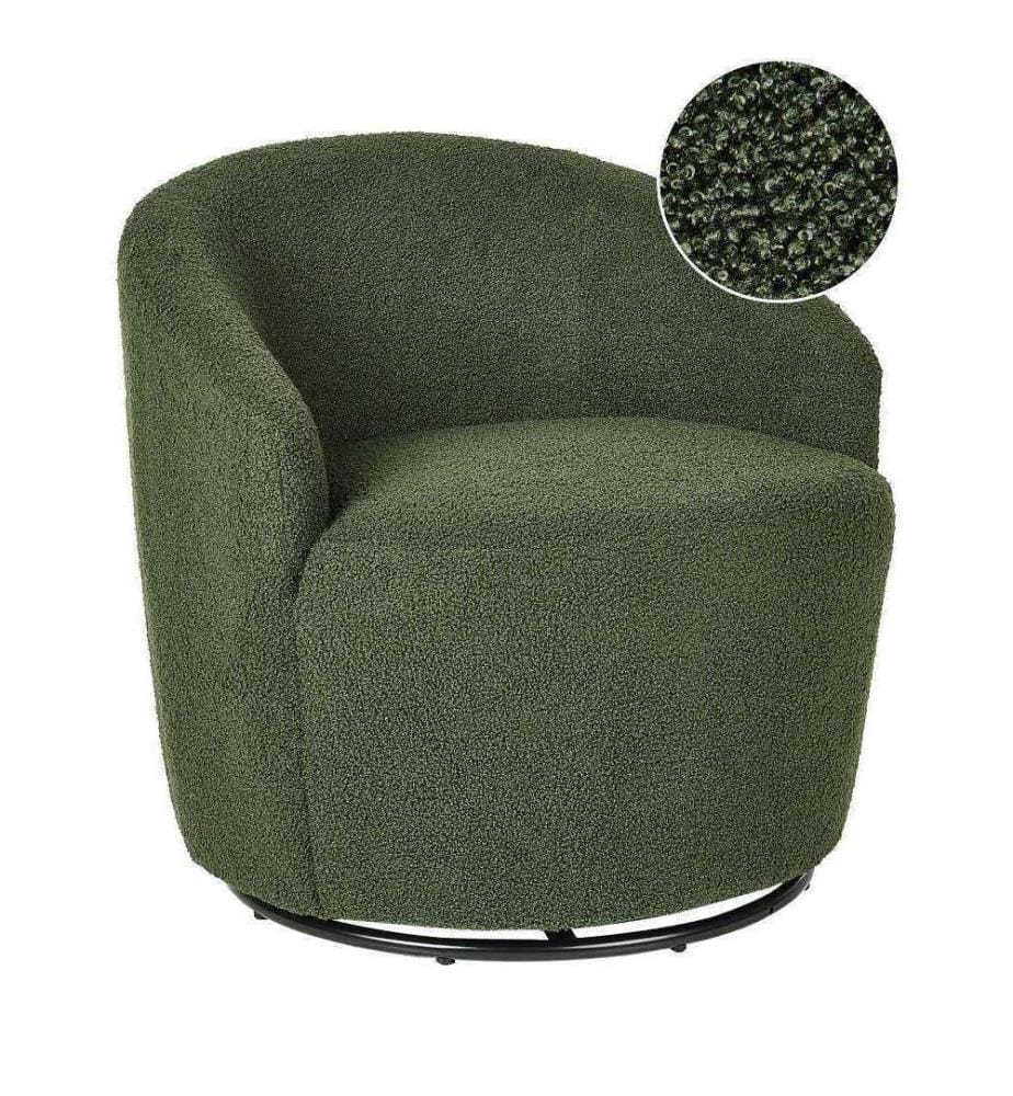 Fauteuil pivotant DAVIK Bouclé Vert foncé
