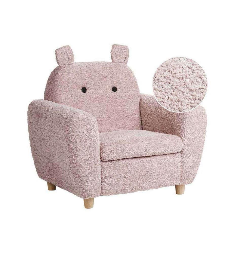 Fauteuil pour enfants Hippopotame MARIBO Bouclé Rose pastel