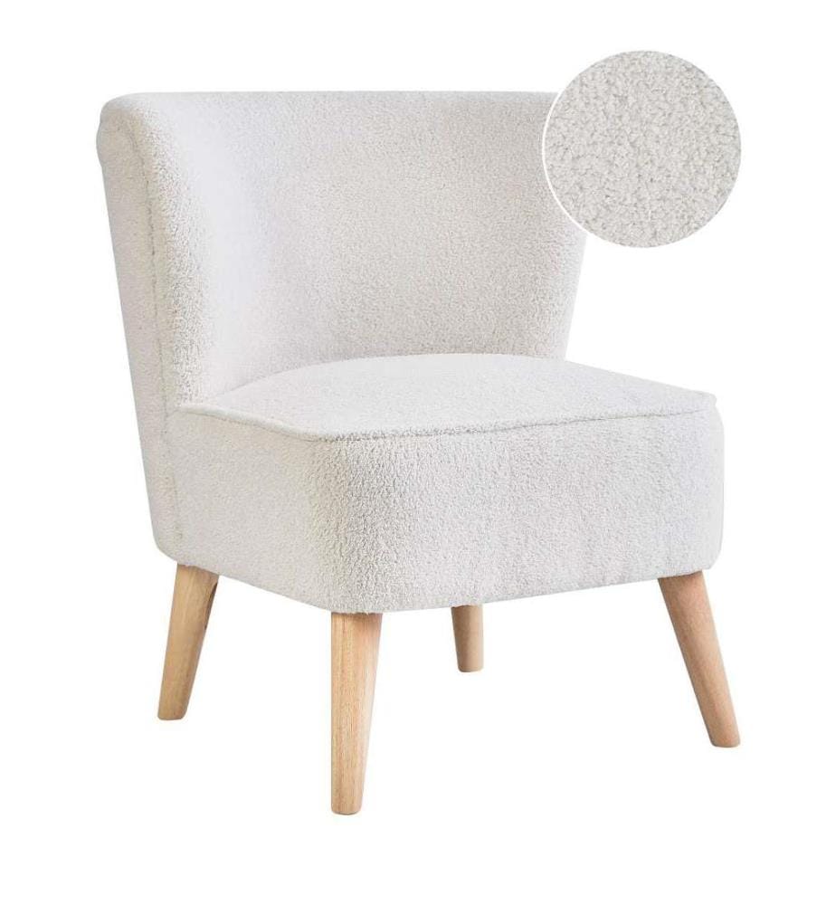 Fauteuil ALVEN Bouclé Blanc cassé