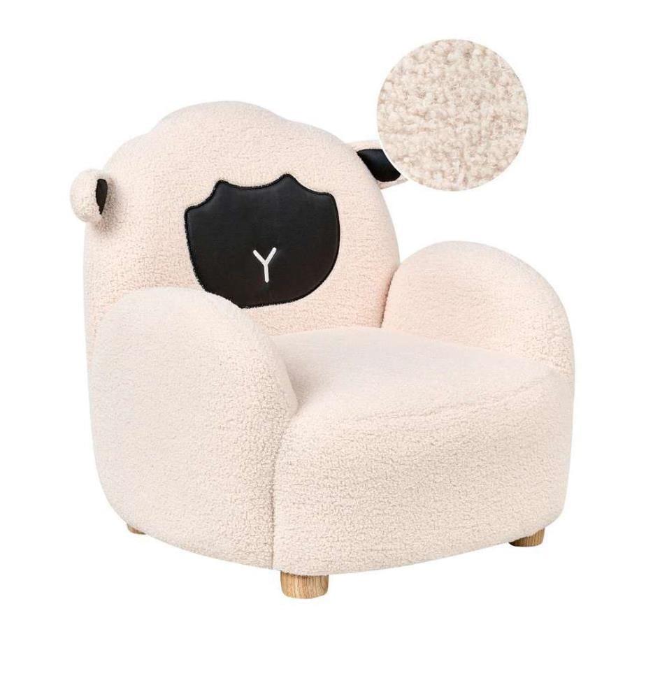Fauteuil en bouclé pour enfants mouton blanc cassé ULA