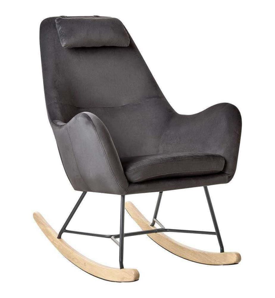 Fauteuil à bascule ARRIE Velours Gris foncé
