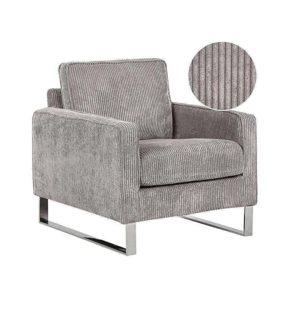 Fauteuil VIND Velours côtelé Gris clair