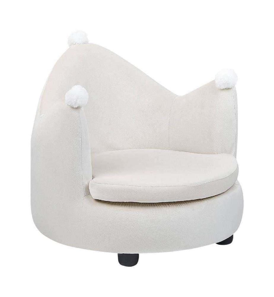 Fauteuil pour enfants Couronne VEGA Velours Beige clair