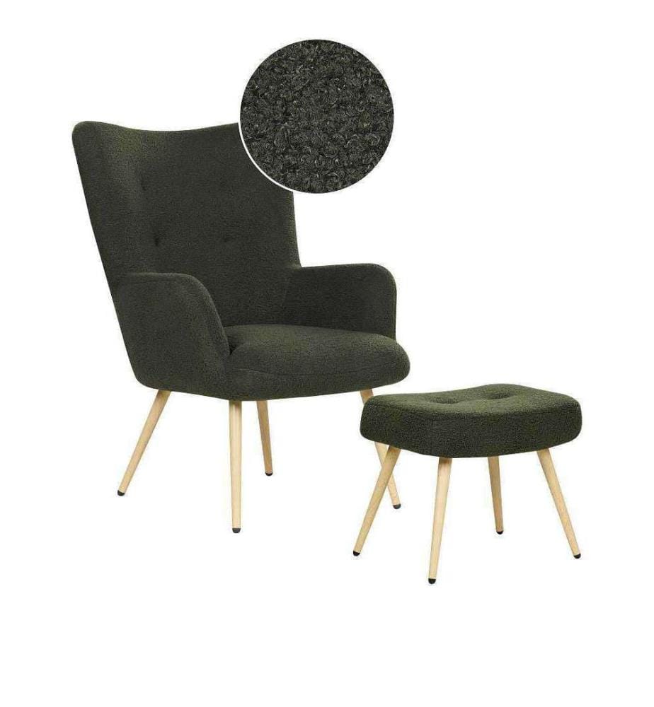Fauteuil à oreilles VEJLE Bouclé Vert foncé