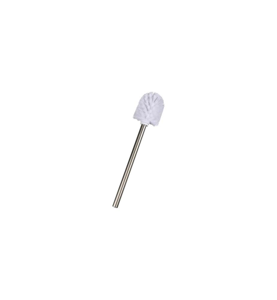 WENKO - Brosse WC Mat Ø 8 x 35 cm Argenté/Blanc