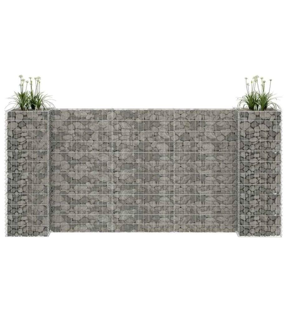 Jardinière à gabion en H Fil d'acier 260x40x120 cm