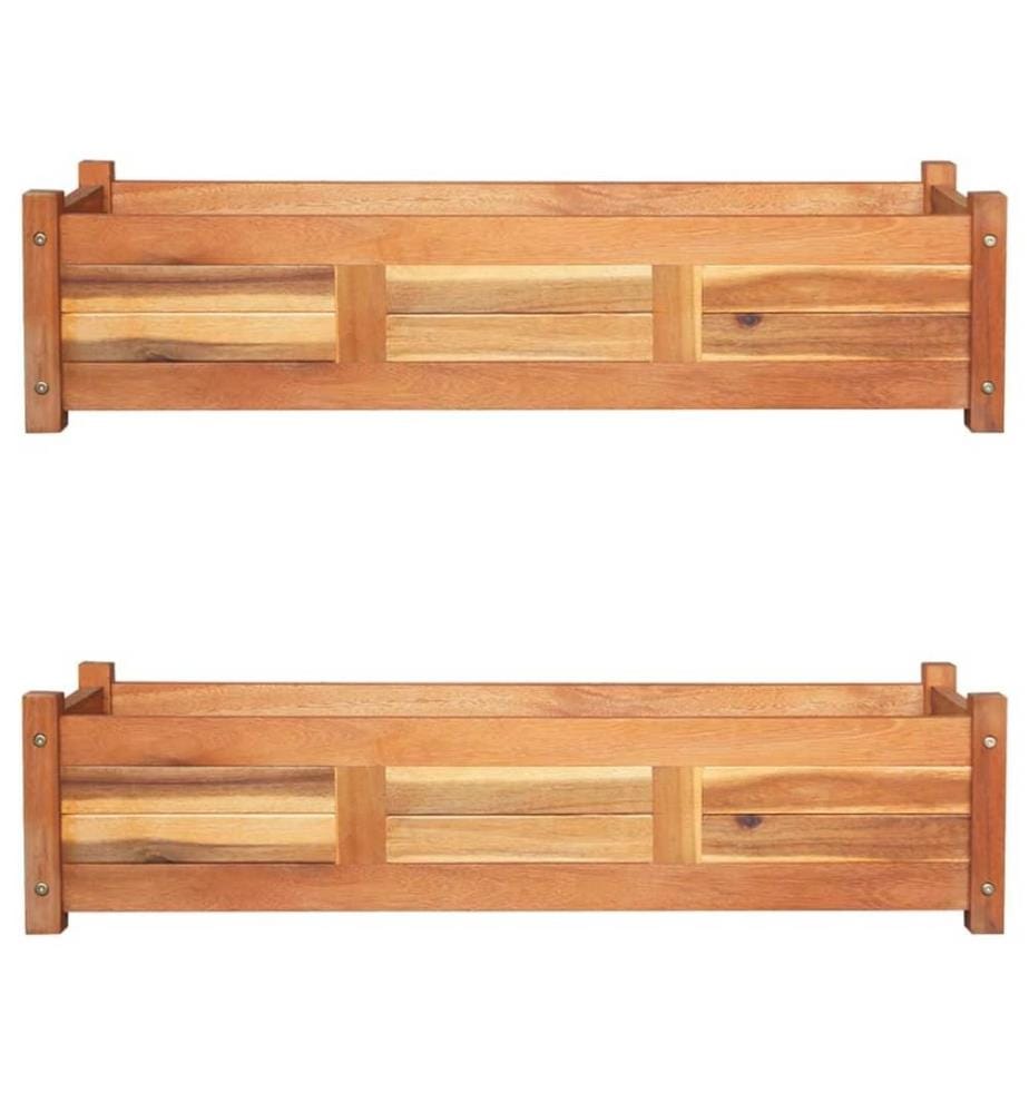 Lits surélevés de jardin 2 pcs Bois d'acacia 100x30x25 cm