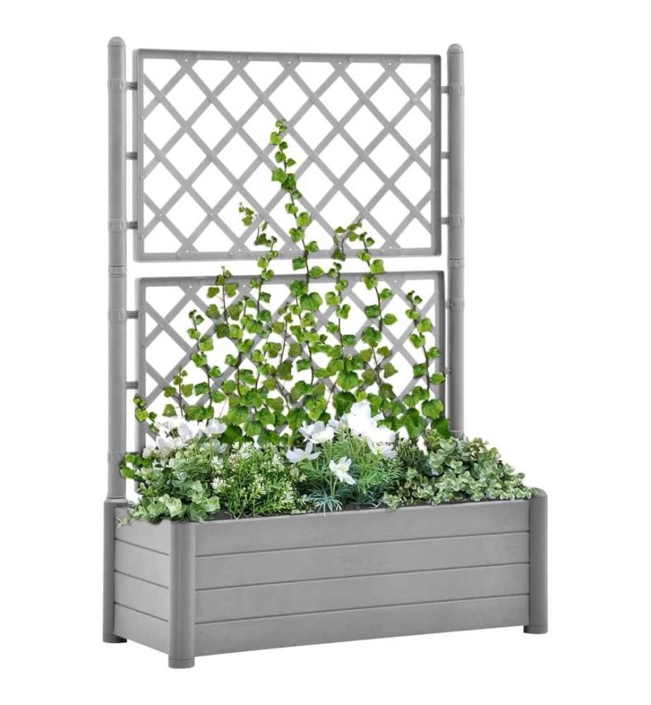 Jardinière avec treillis 100x43x142 cm PP Gris pierre