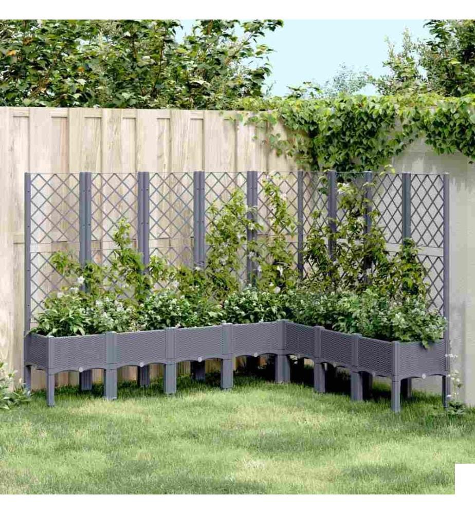 Jardinière avec treillis gris 200x160x142 cm PP