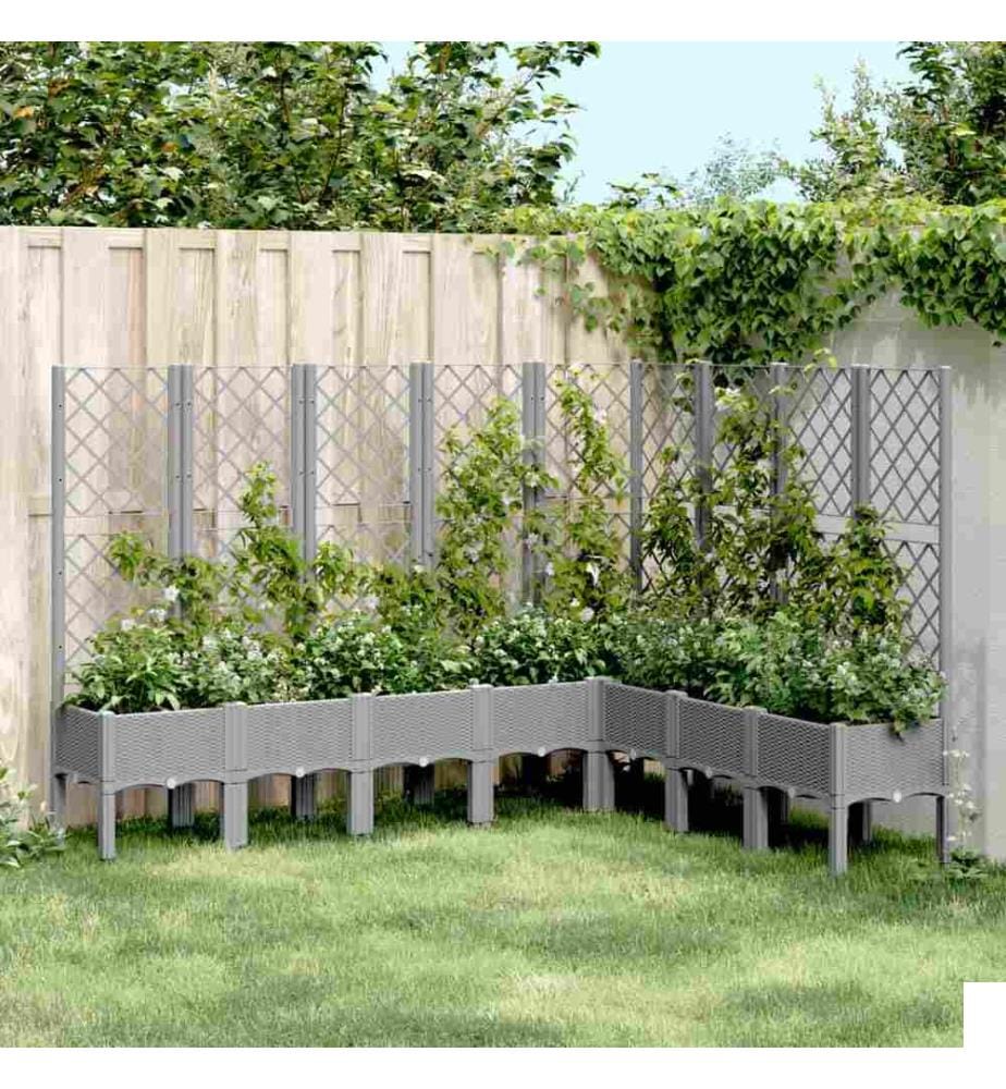 Jardinière avec treillis gris clair 200x160x142 cm PP