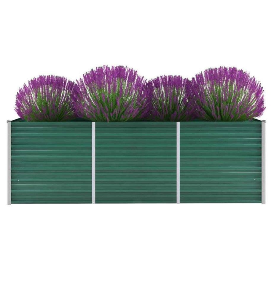 Lit surélevé de jardin Acier galvanisé 240x80x77 cm Vert