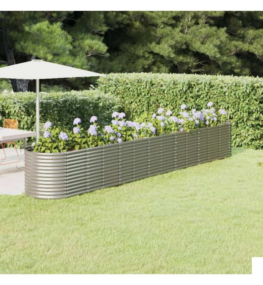 vidaXL Lit surélevé de jardin Acier enduit de poudre Argenté