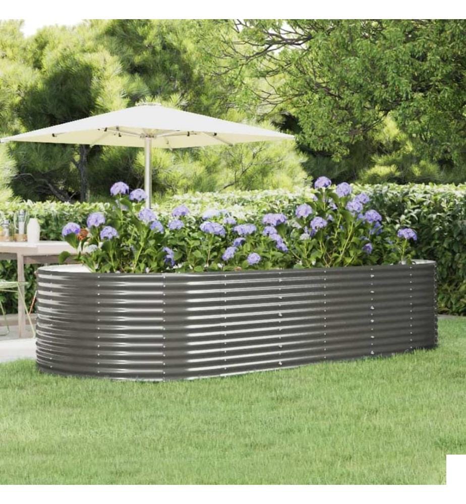 vidaXL Lit surélevé de jardin Gris 291x140x68cm Acier galvanisé