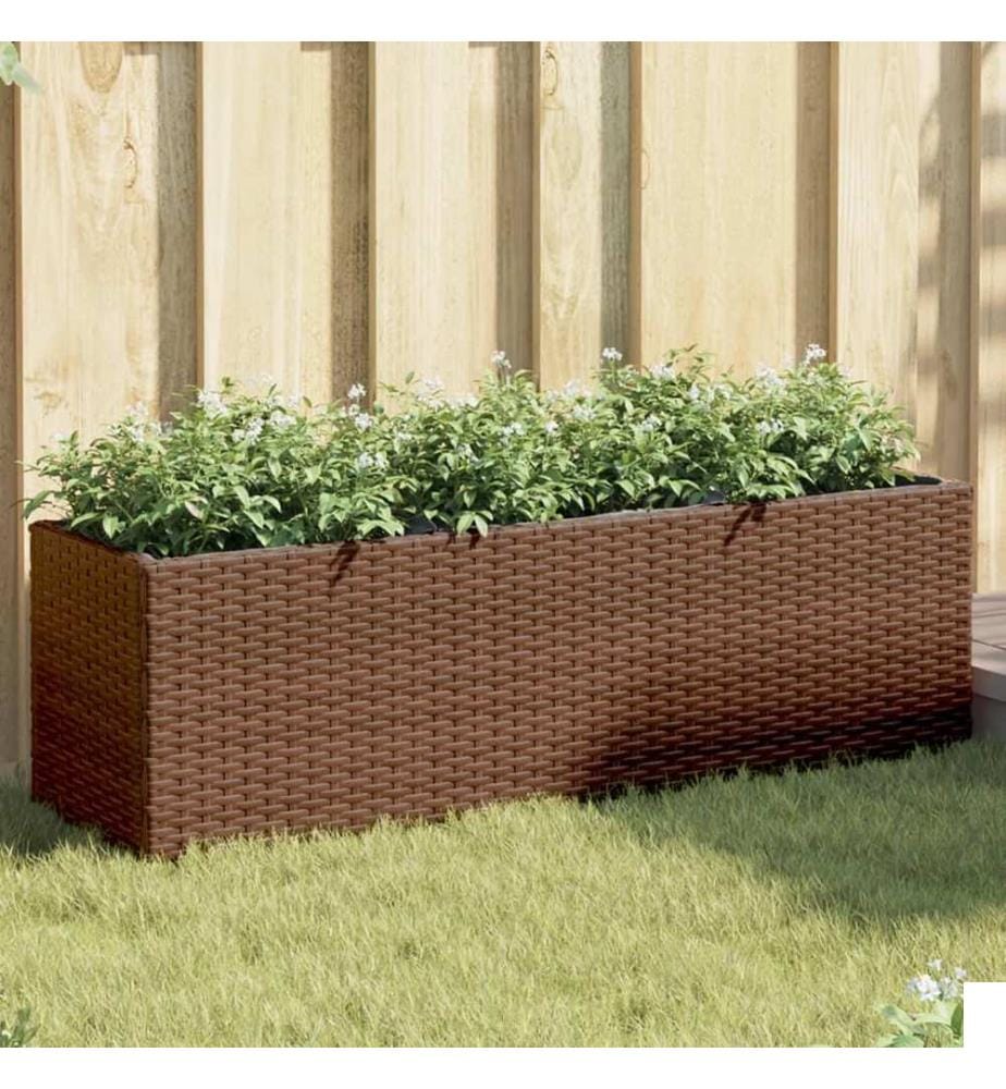 vidaXL Jardinière avec 3 pots marron 105x30x32 cm résine tressée