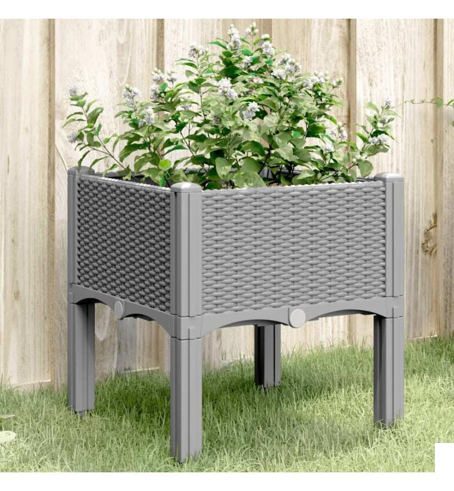 vidaXL Jardinière avec pieds gris clair 40x40x42 cm PP