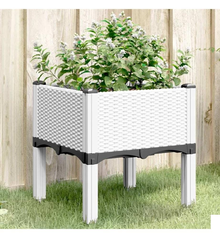 vidaXL Jardinière avec pieds blanc 40x40x42 cm PP