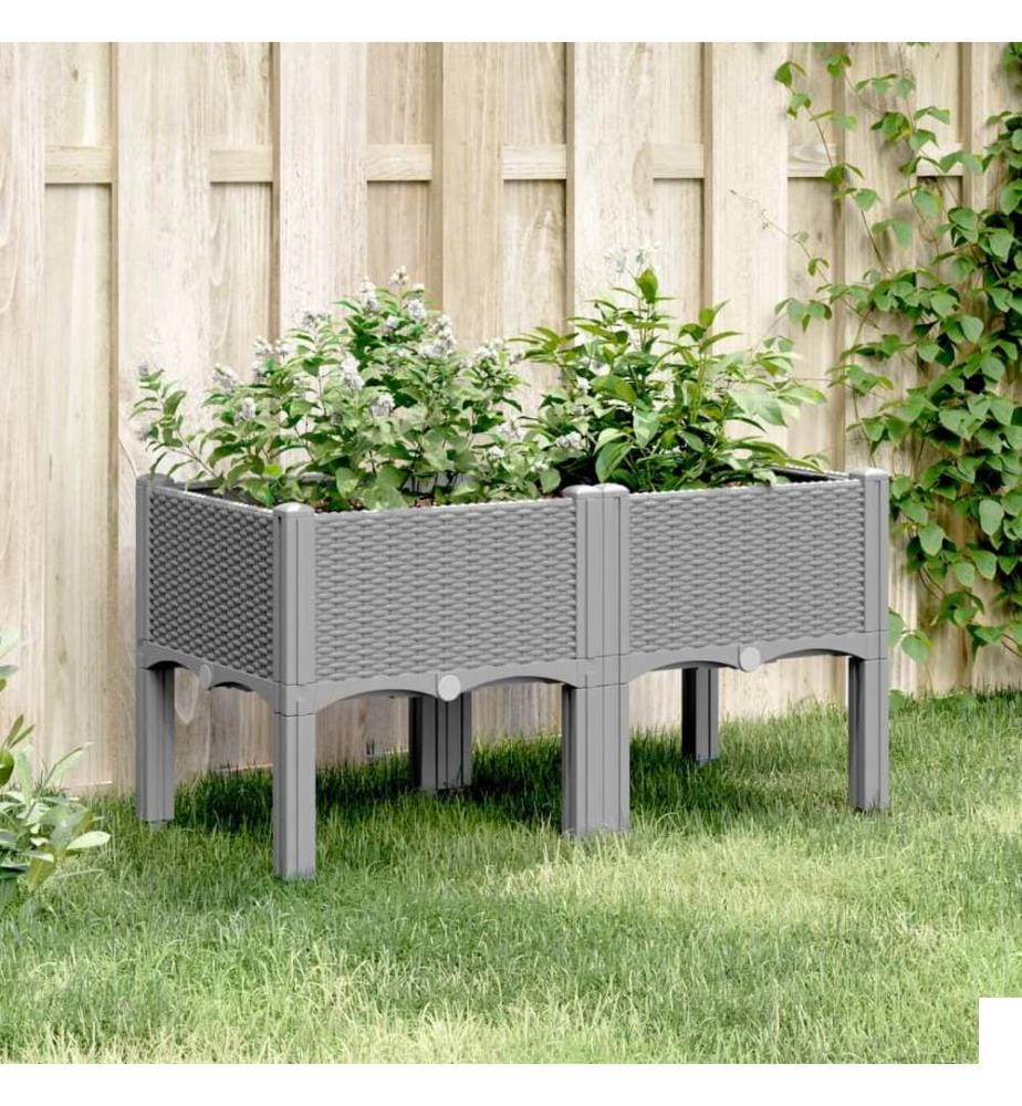 vidaXL Jardinière avec pieds gris clair 80x40x42 cm PP