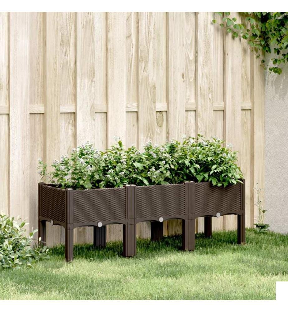 vidaXL Jardinière avec pieds marron 120x40x42 cm PP