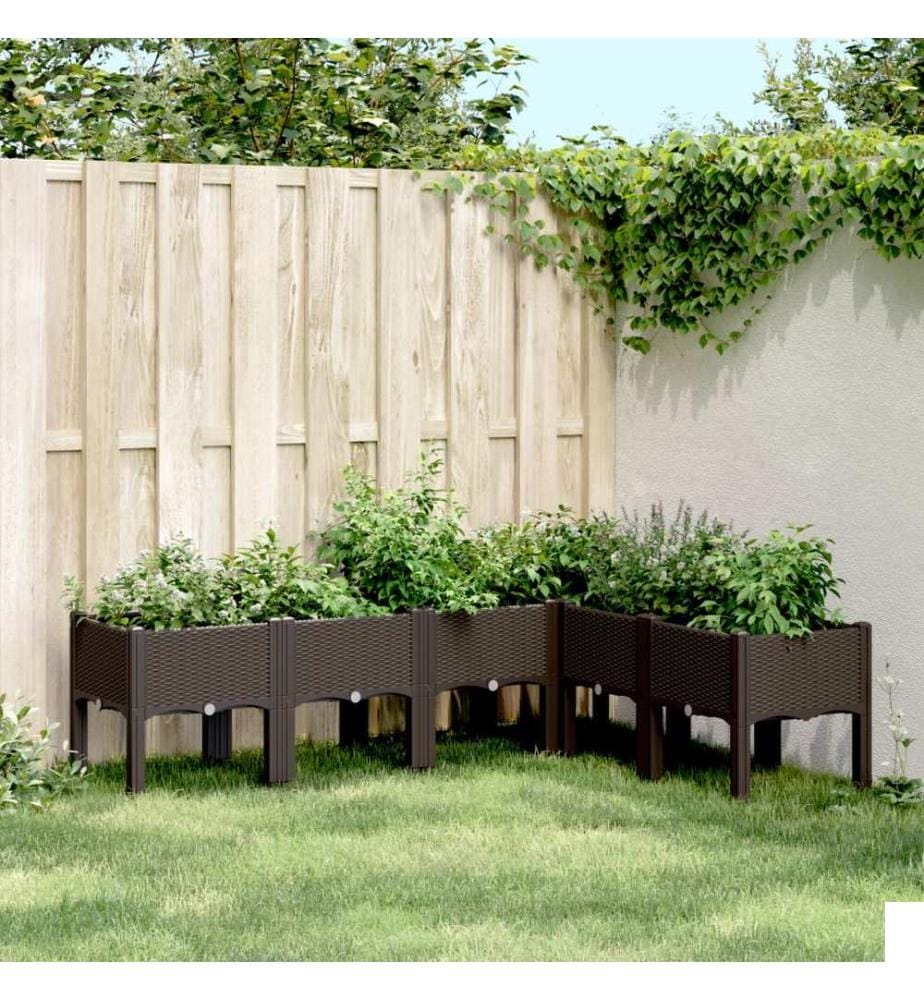 vidaXL Jardinière avec pieds marron 160x120x42 cm PP