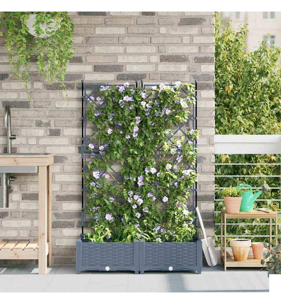 vidaXL Cache-pot de jardin 2 pcs Gris Clair 80 x 40 x 125,5 cm