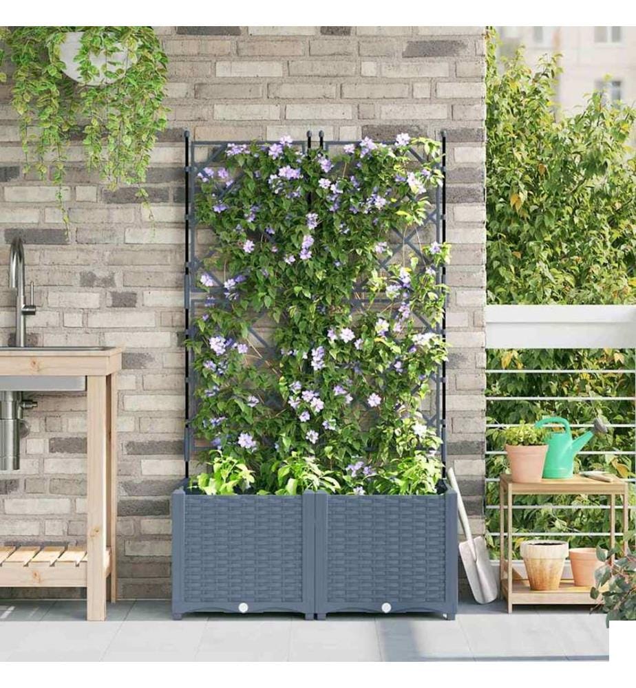 vidaXL Cache-pot de jardin 2 pcs Gris Clair 80 x 40 x 143 cm Plastique