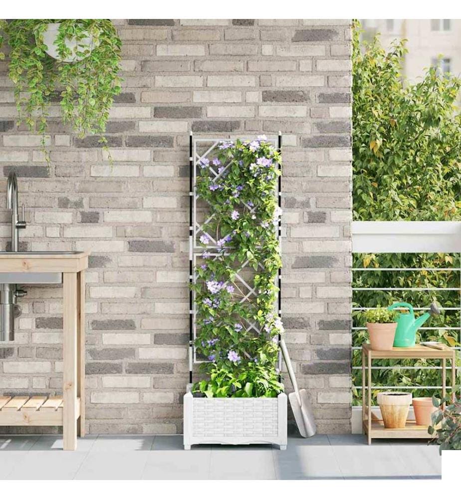 vidaXL Cache-pot de jardin Blanc 40 x 40 x 125,5 cm Plastique