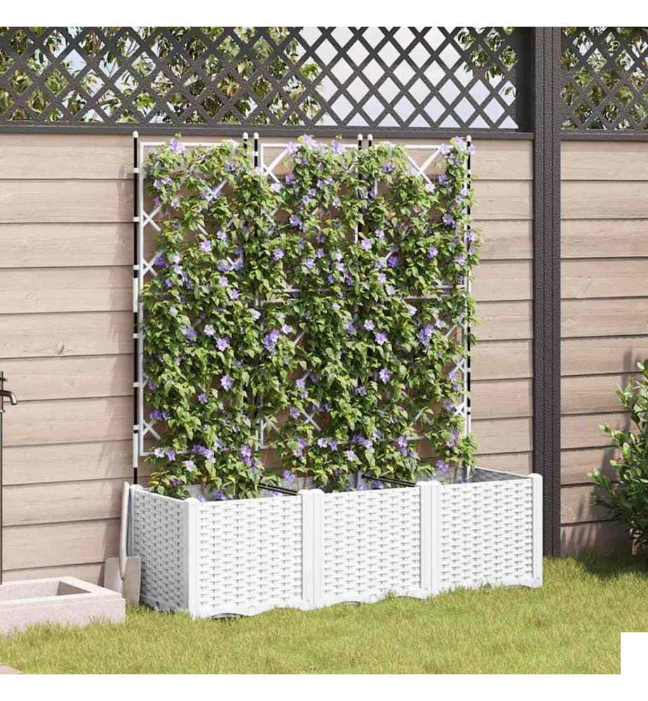 vidaXL Cache-pot de jardin 3 pcs Blanc 120 x 40 x 143 cm Plastique