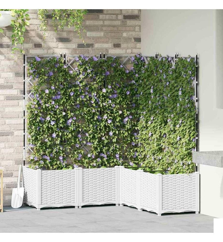 vidaXL Cache-pot de jardin 5 pcs Blanc 120 x 120 x 143 cm Plastique