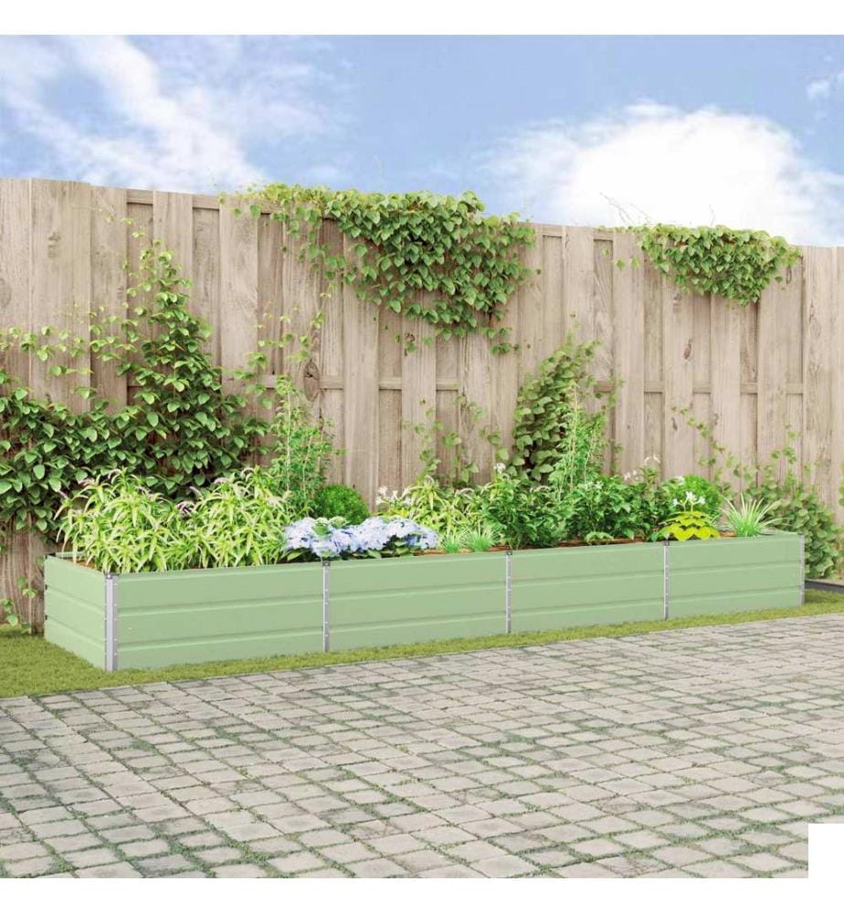 vidaXL Jardinière Vert pastel 385 x 100 x 45 cm Acier galvanisé