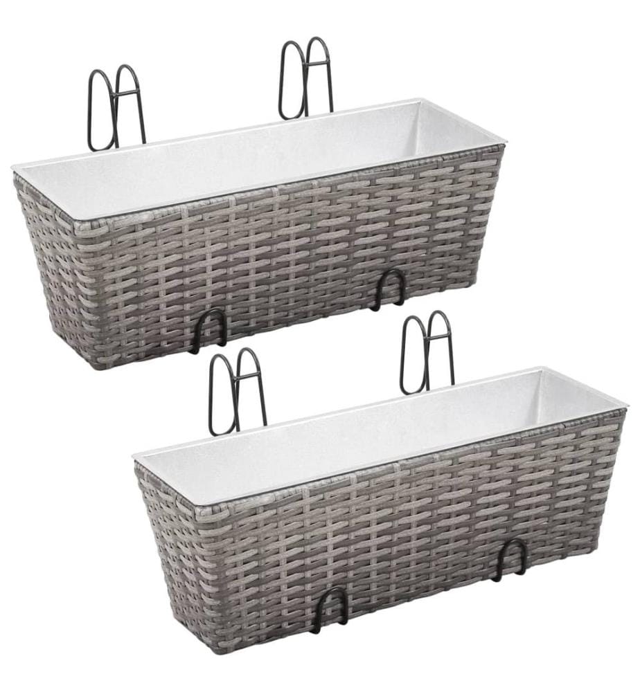 vidaXL Lits surélevés de balcon 2 pcs 50 cm Gris Résine tressée