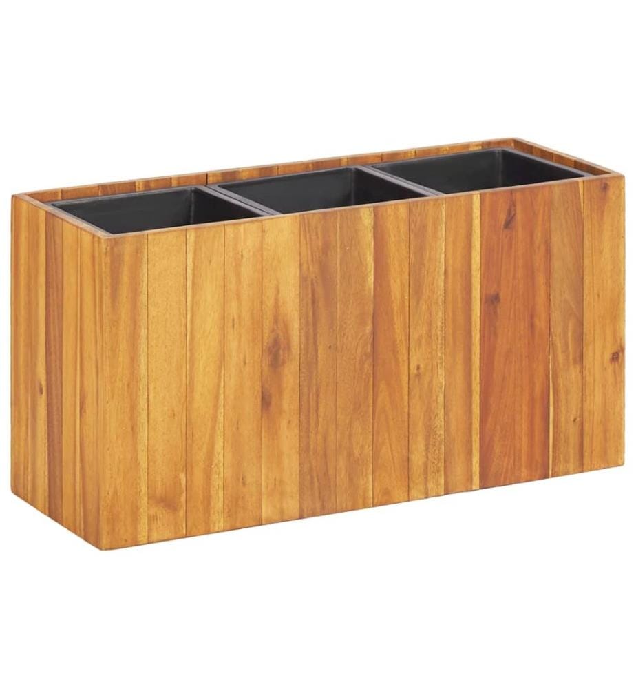 vidaXL Lit surélevé de jardin avec 3 pots Bois massif d'acacia