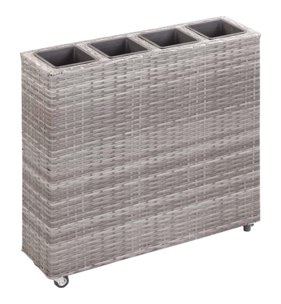vidaXL Lit surélevé de jardin à 4 pots 80x22x79 cm Résine Tressée Gris