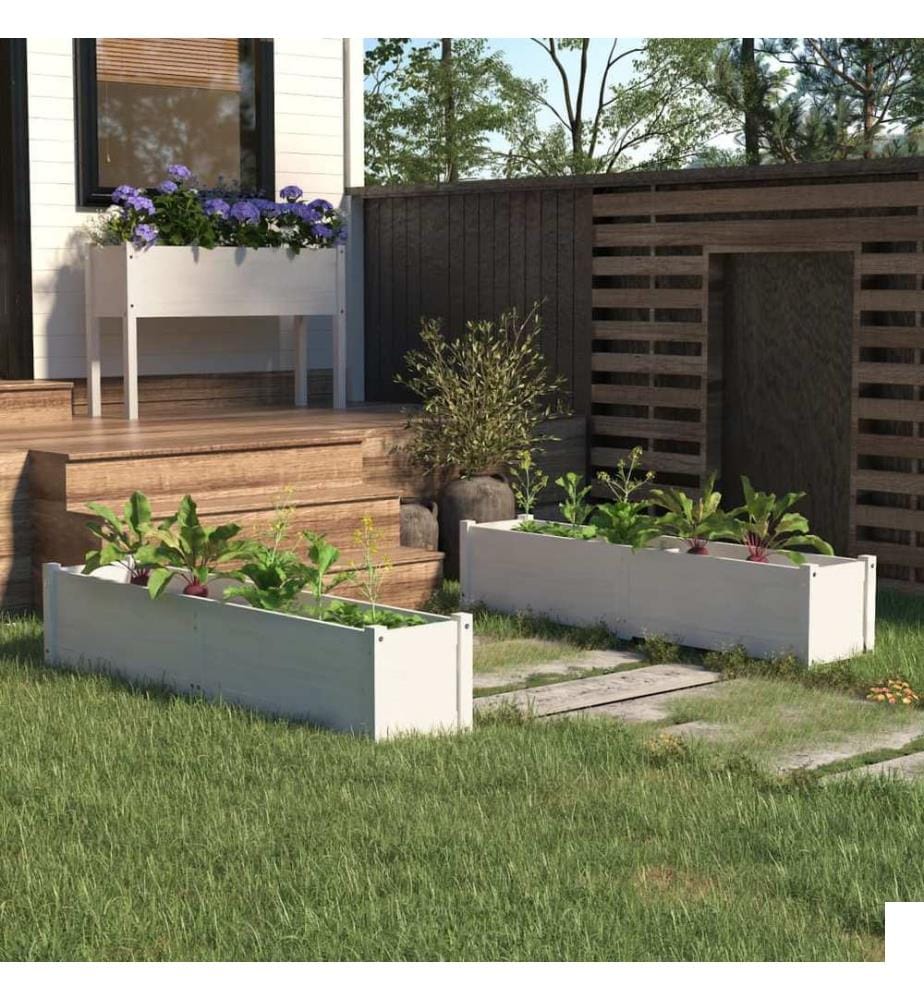 vidaXL Lits surélevés de jardin 2 pcs Blanc 150x31x31cm Bois de sapin