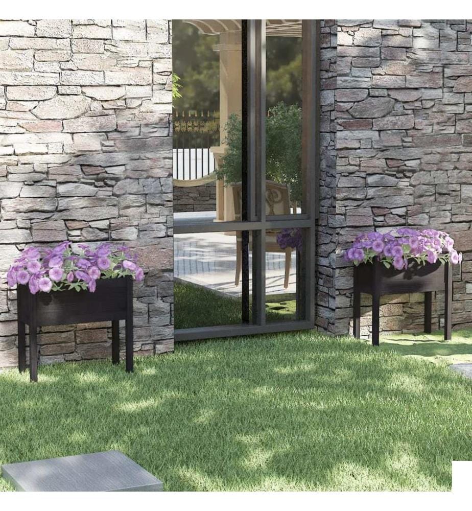 vidaXL Jardinières 2 pcs Noir 70x31x70 cm Bois de pin massif