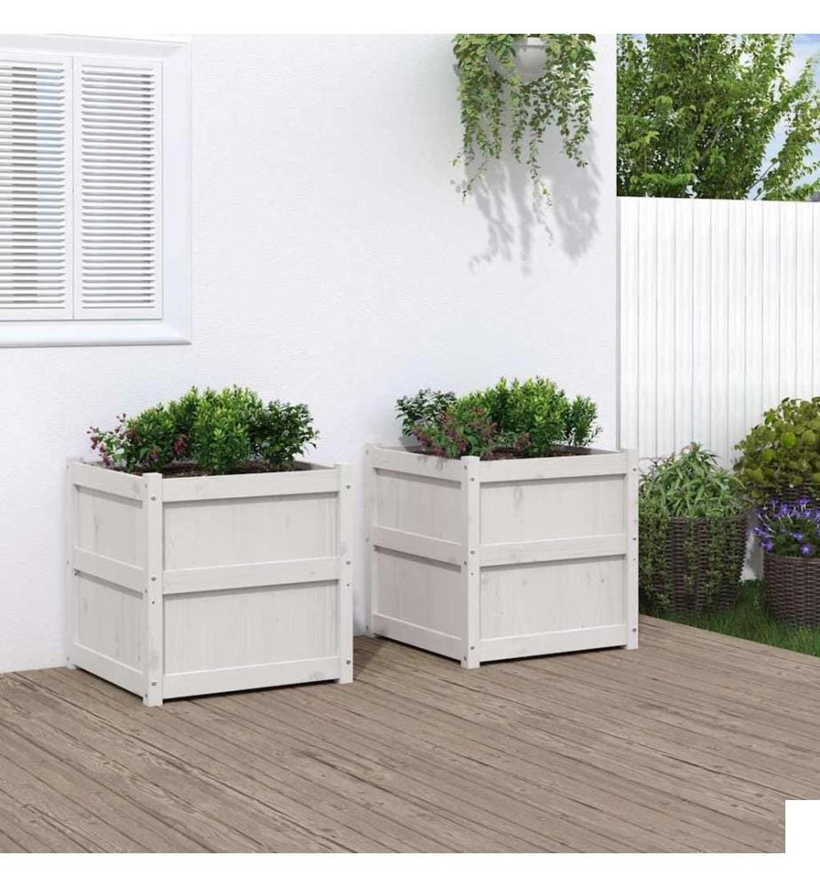 vidaXL Jardinières 2 pcs blanc bois de pin massif