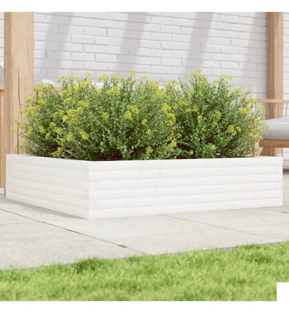 vidaXL Jardinière blanc 100x100x23 cm bois de pin massif